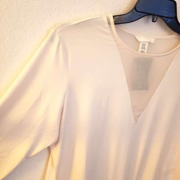H&M Mesh Insert Cream Long Sleeve Bodysuit Size XL NWT - Picture 3 of 8